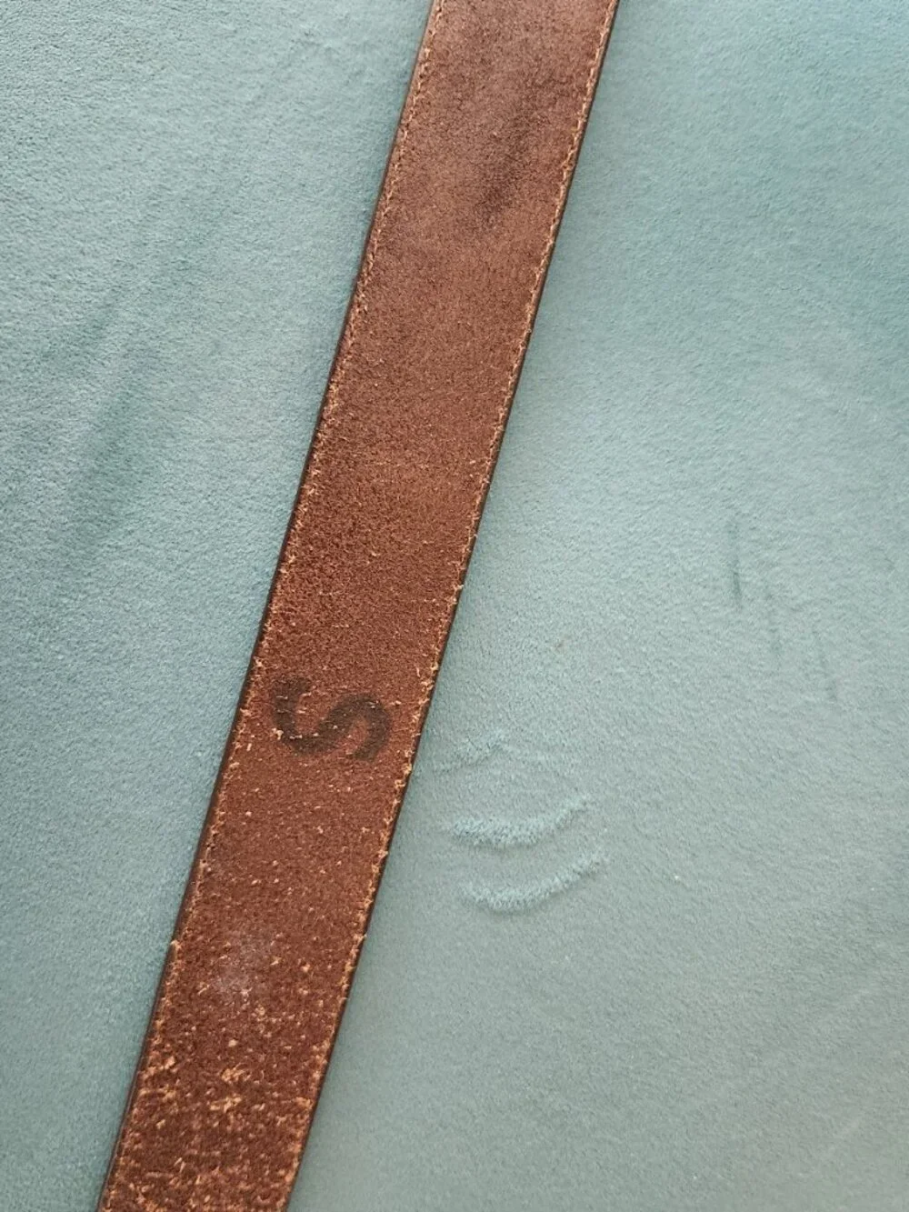 PATAGONIA ~ Men's Leather Belt with Brass Buckle ~ Greek Key Design ~ USA